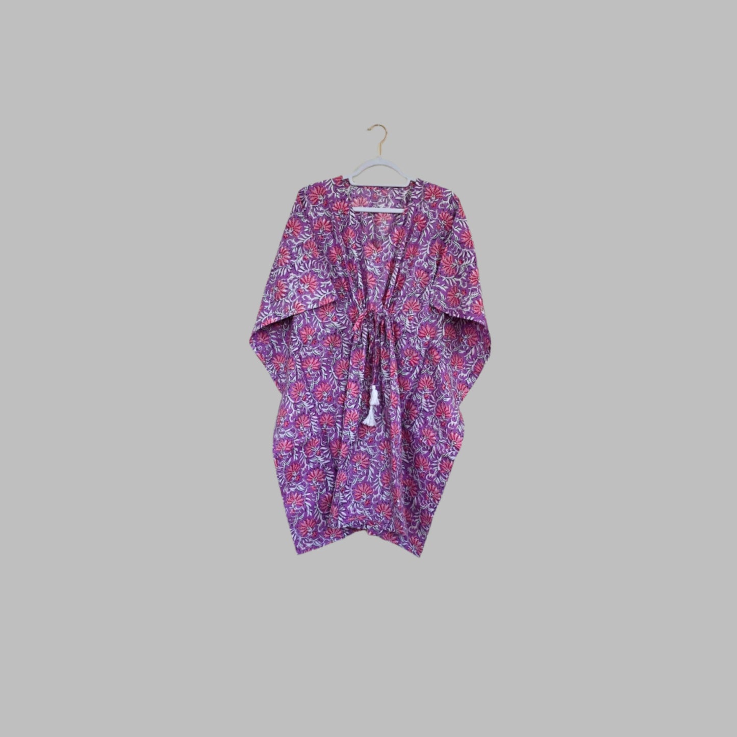 Handblock print kaftan dress