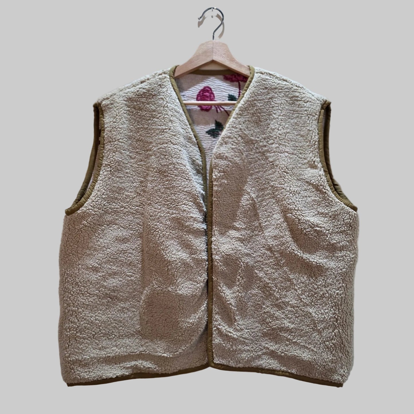 Kantha handblock printed teddy jacket