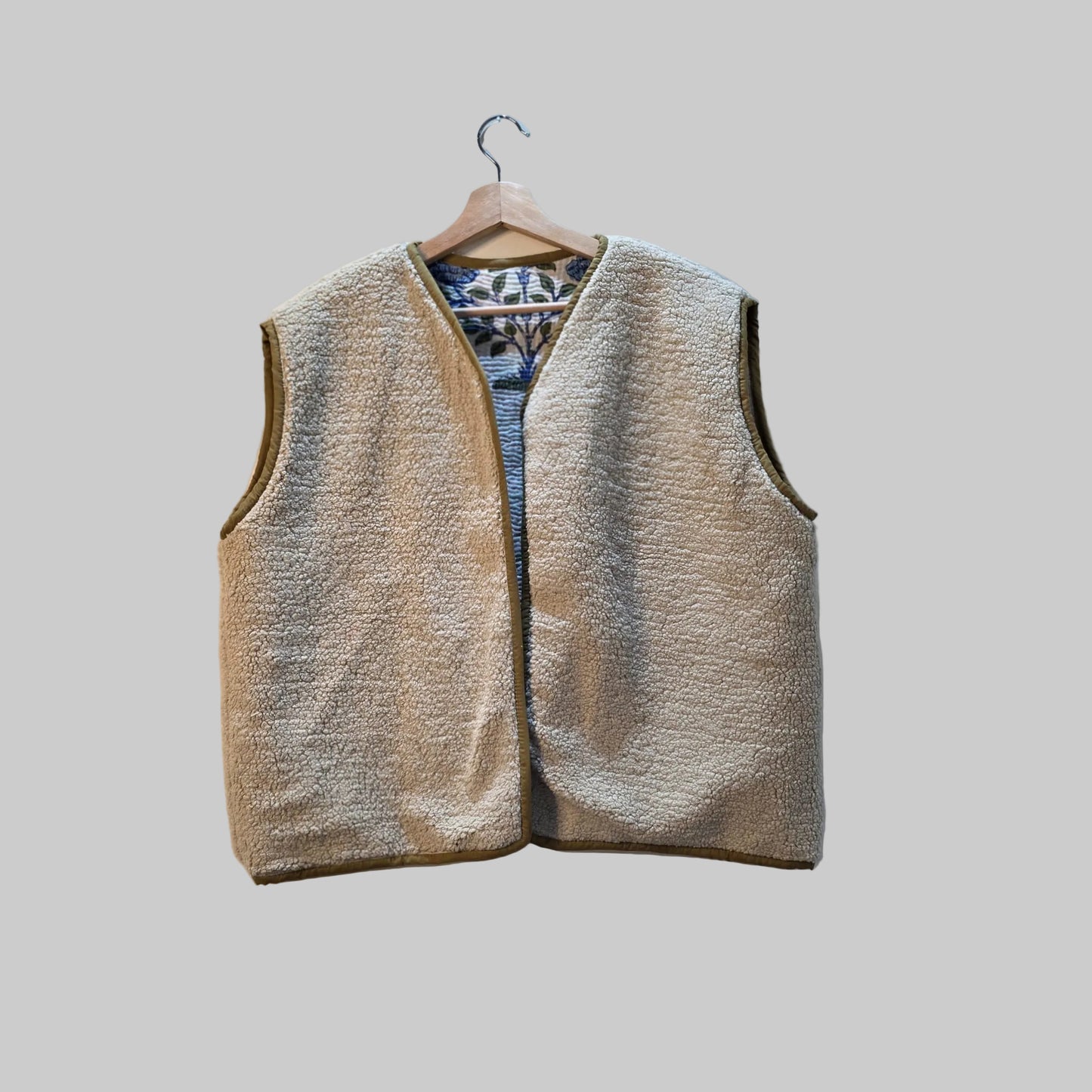 Kantha handblock printed teddy jacket