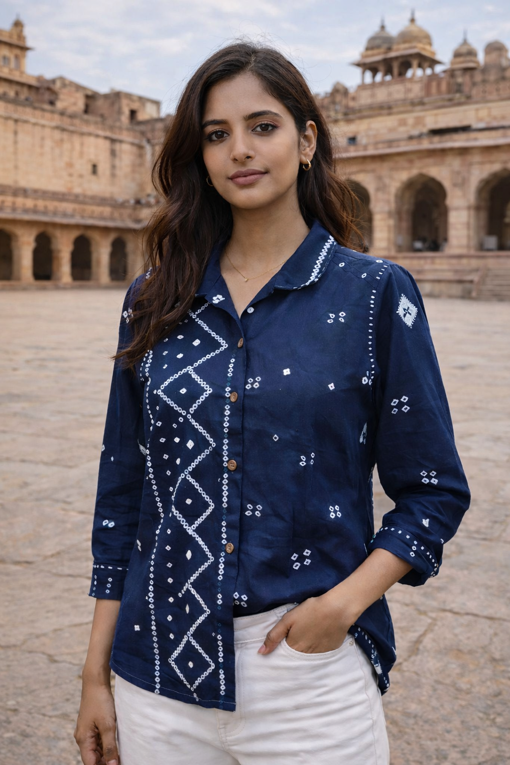 Blue grey Bandhani Shirt