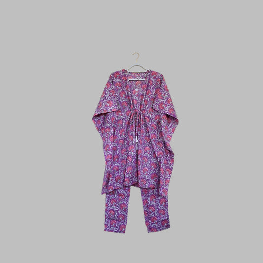 Handblock print kaftan dress