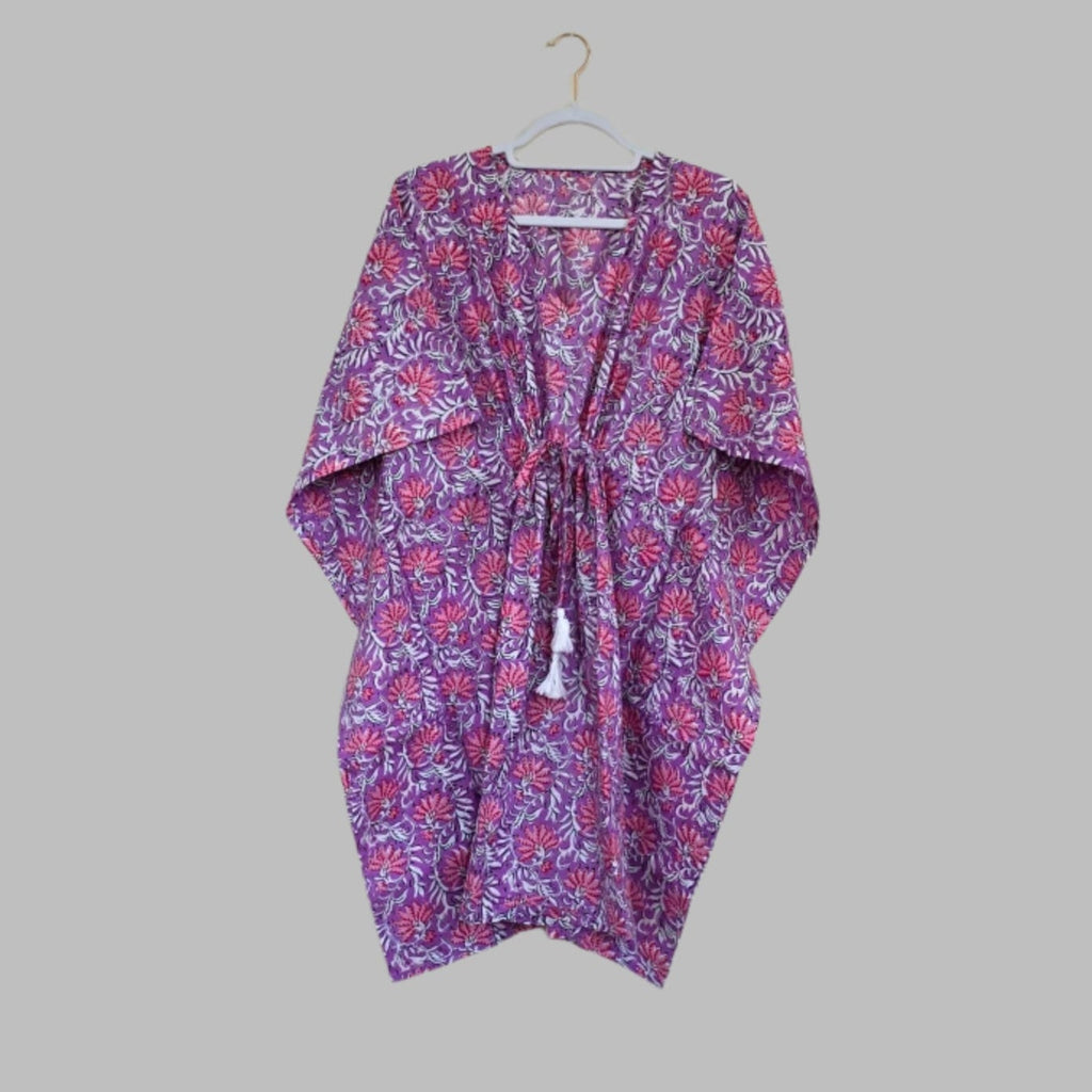 Handblock printed kaftan dress