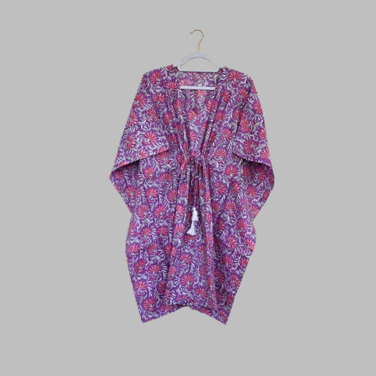 Handblock print kaftan dress