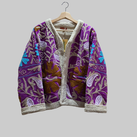 Velvet suzani jacekt with fur