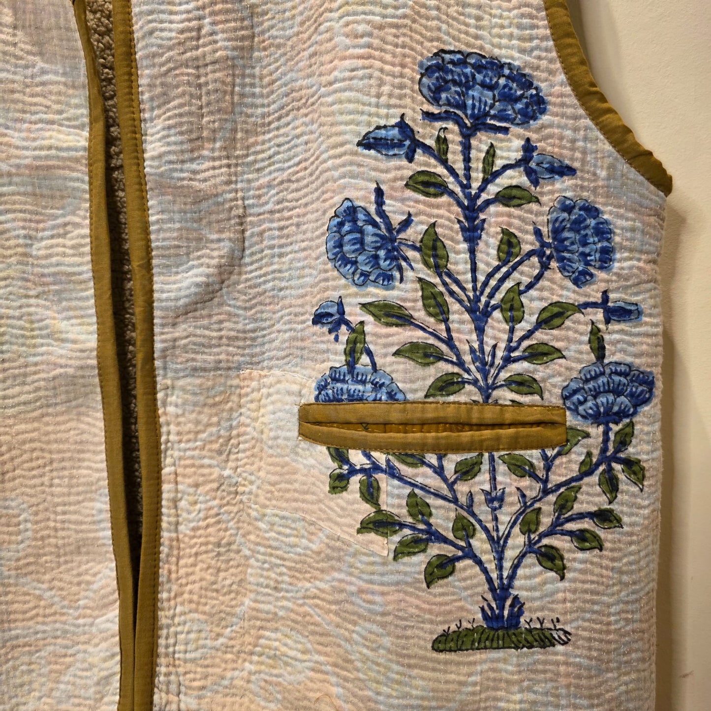 Kantha handblock printed teddy jacket