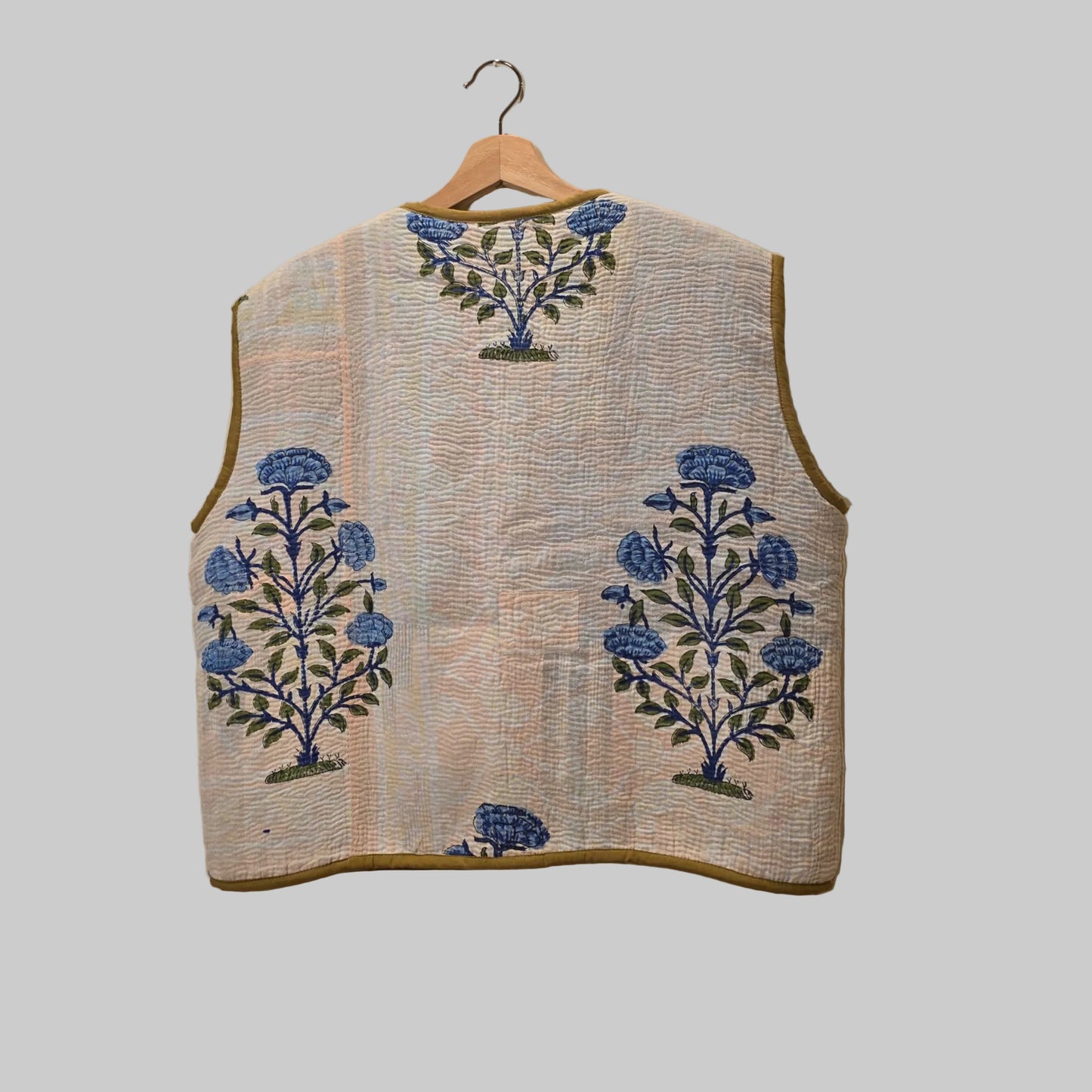 Kantha handblock printed teddy jacket