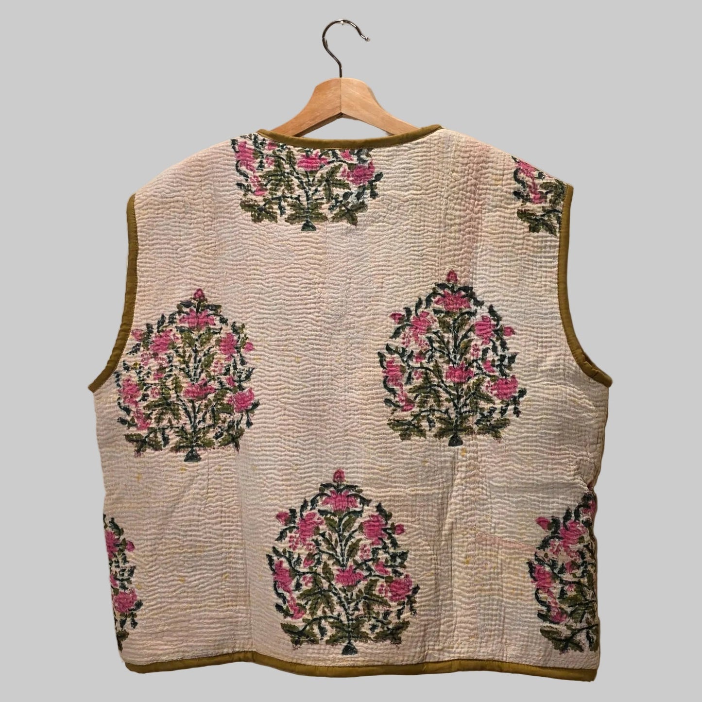 Kantha handblock printed teddy jacket