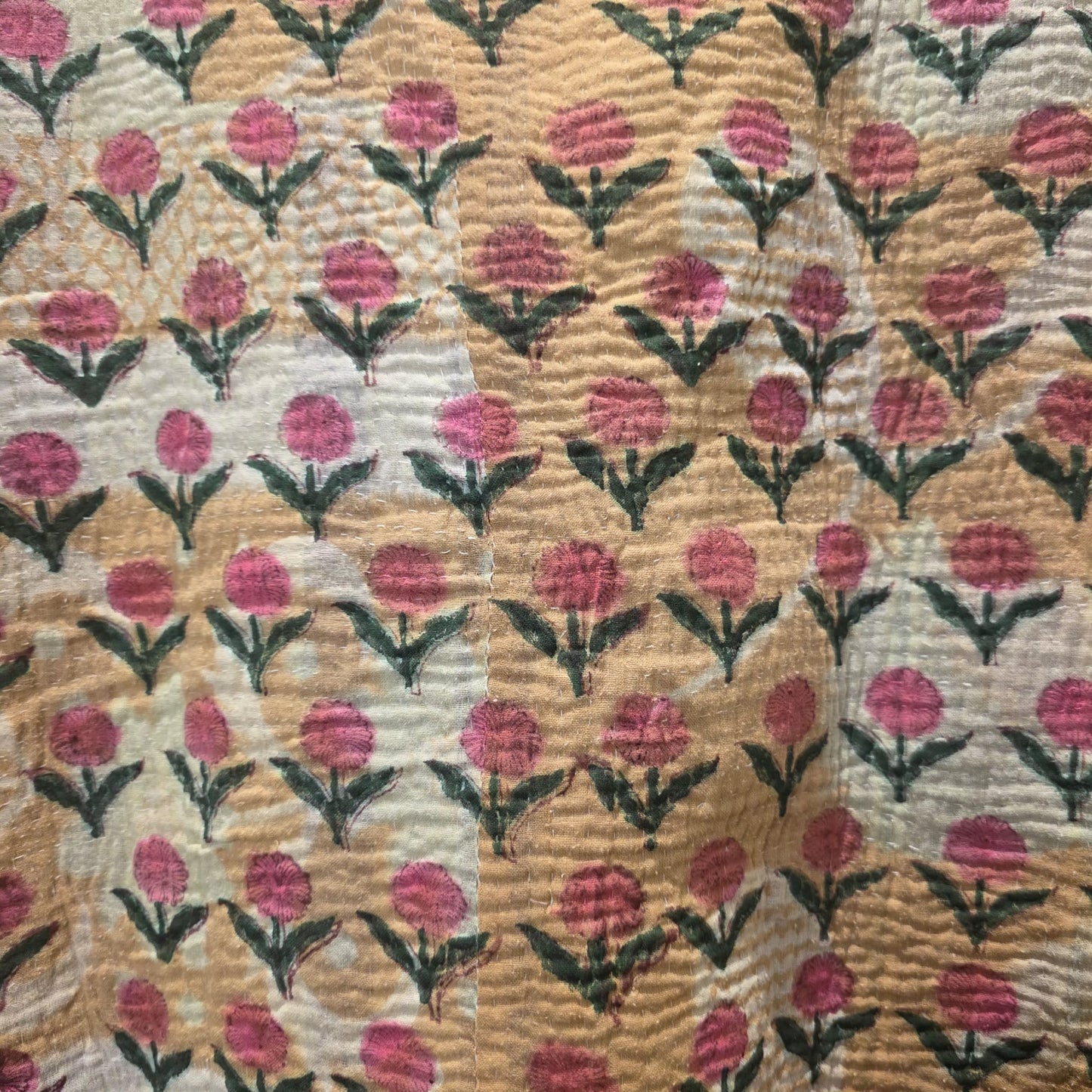 Kantha handblock printed teddy jacket