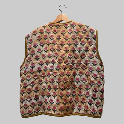 Kantha handblock printed teddy jacket