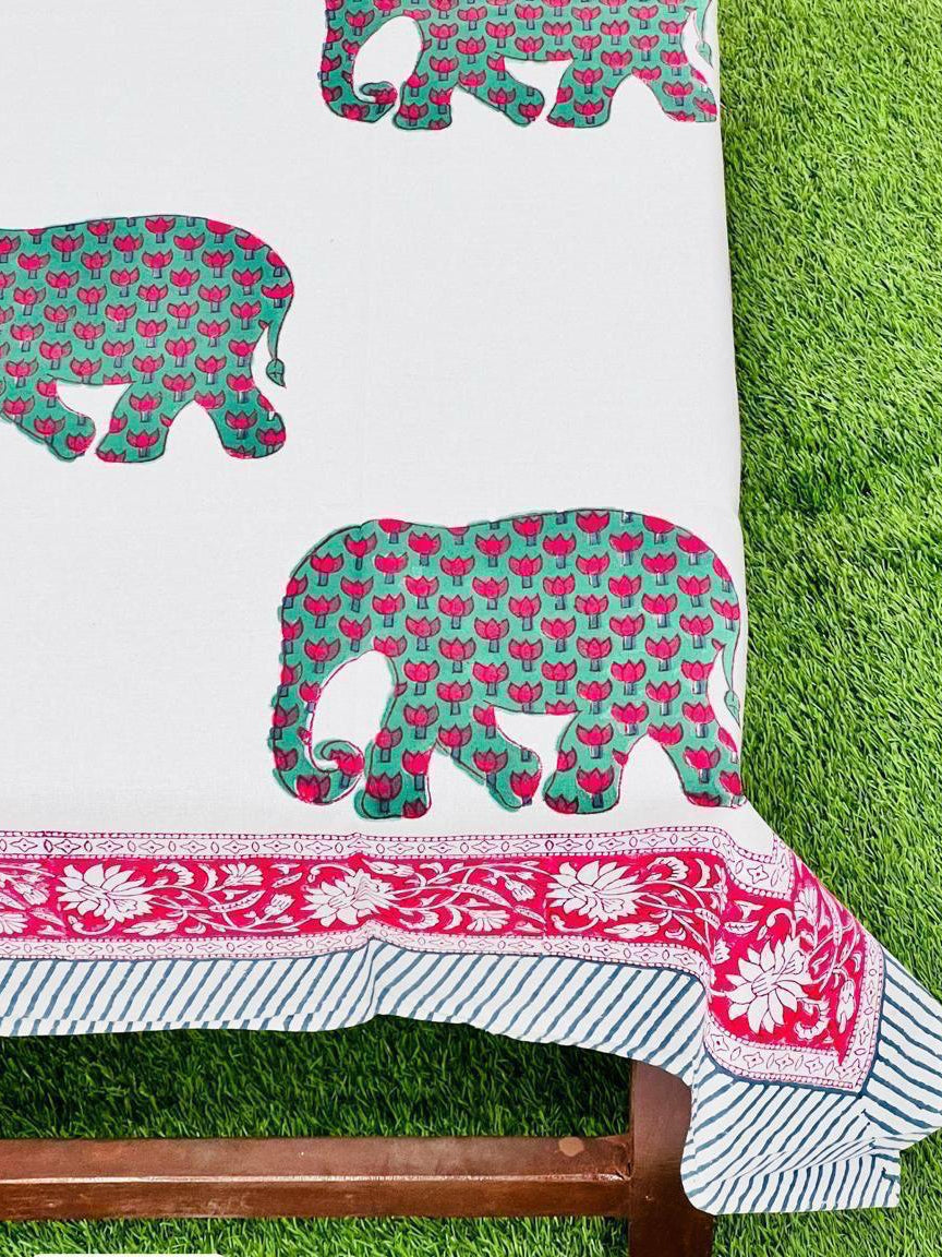 Handblock printed table cover