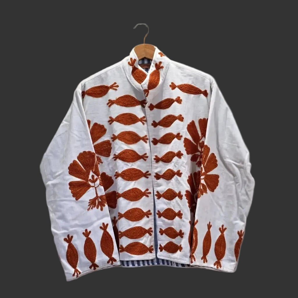 Dancing Birds Velvet Suzani jacket
