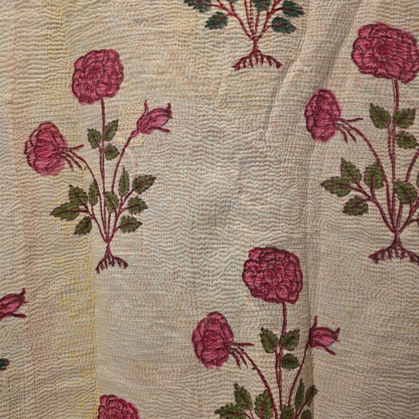 Kantha handblock printed teddy jacket