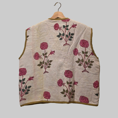 Kantha handblock printed teddy jacket