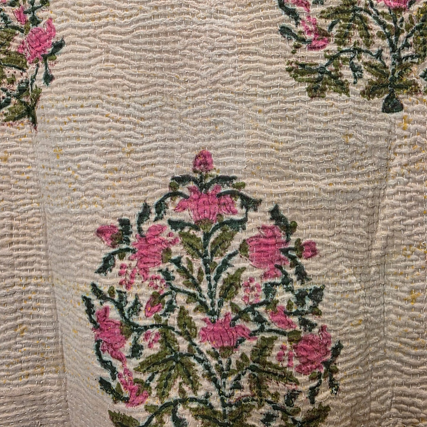 Kantha handblock printed teddy jacket