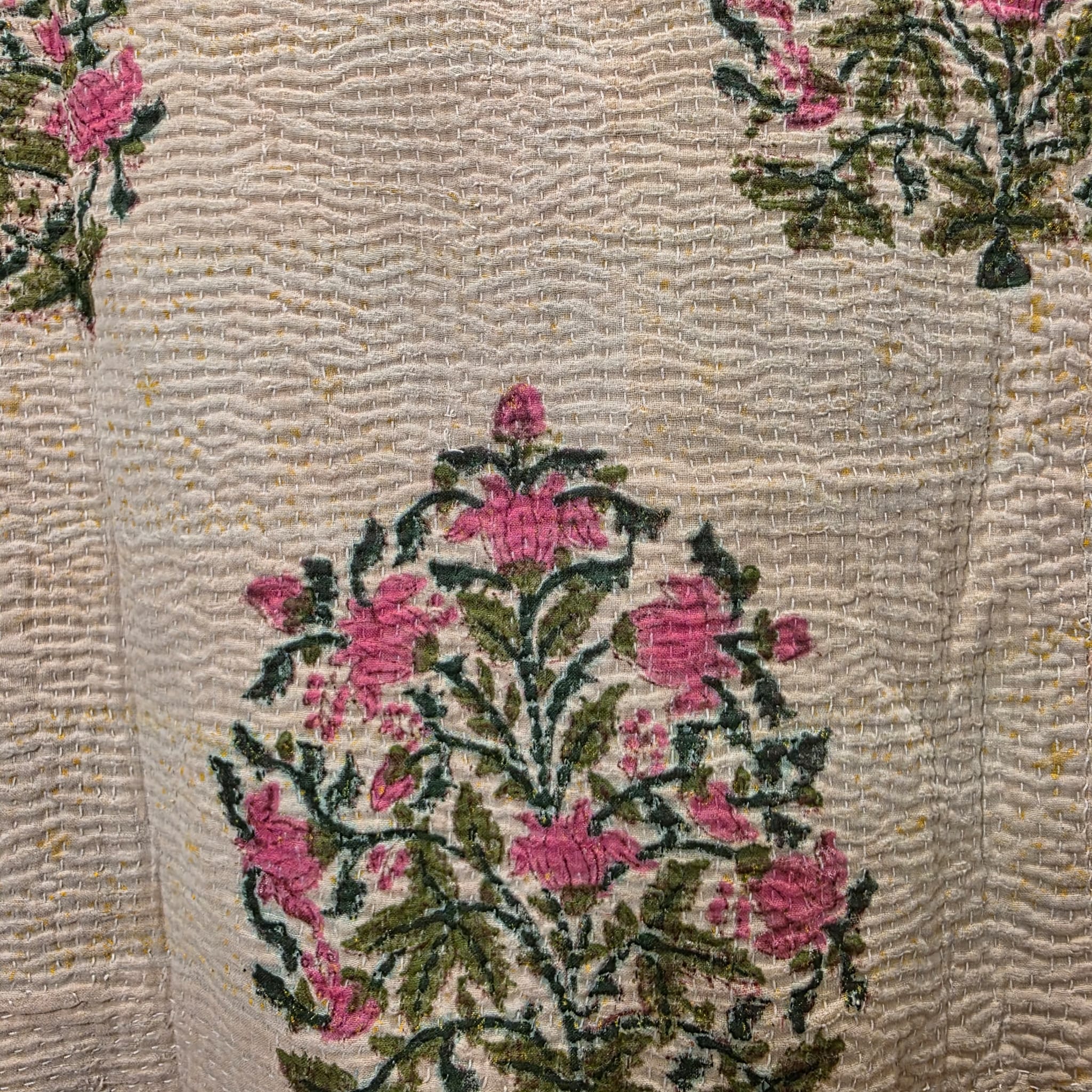 Kantha handblock printed teddy jacket
