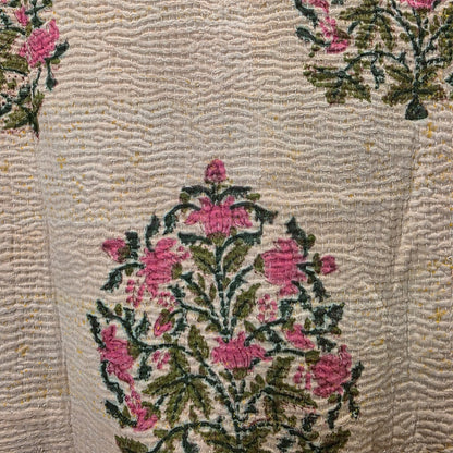 Kantha handblock printed teddy jacket