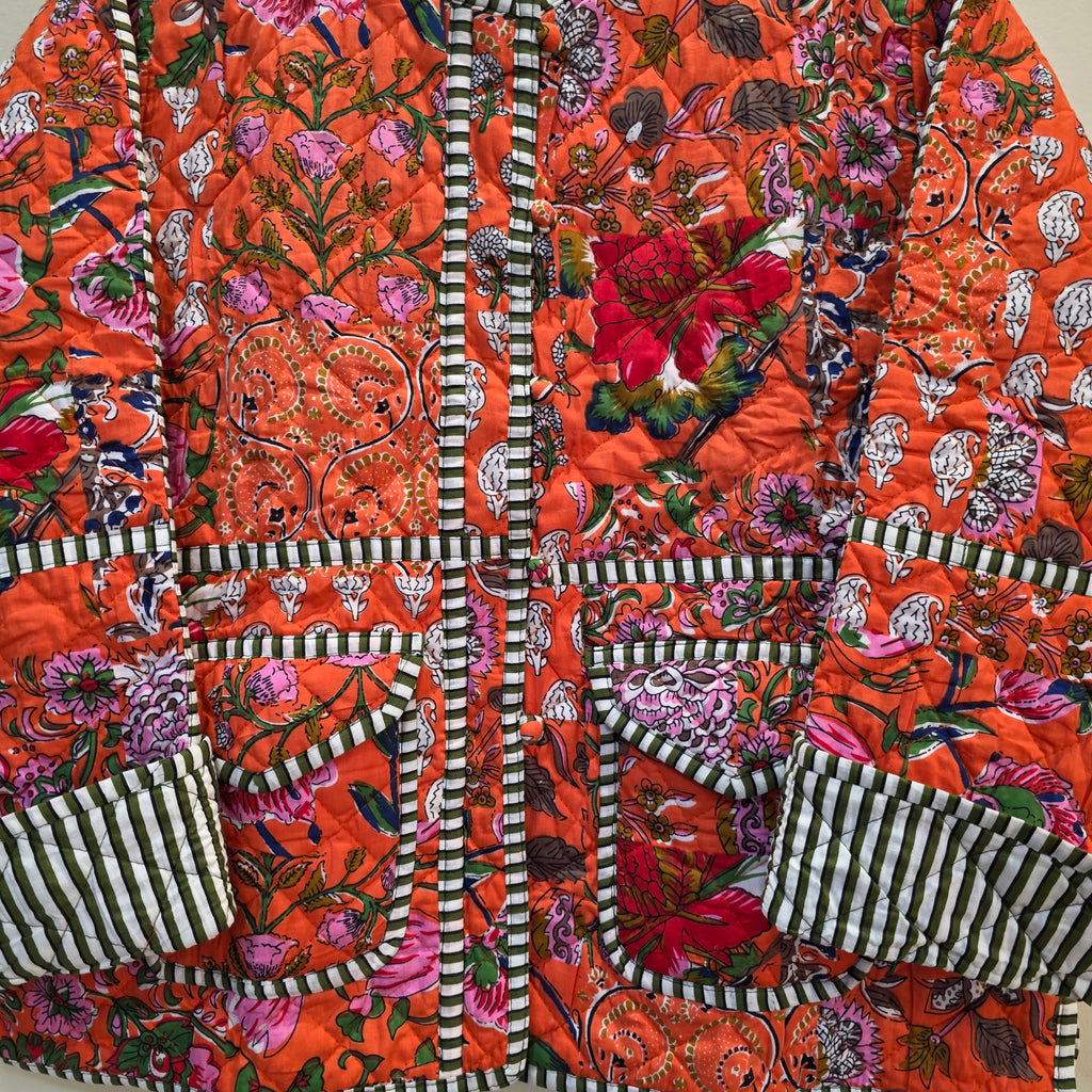 Handblock printed reversible jacket
