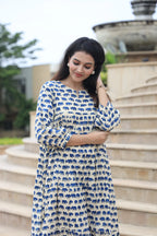 Handblock (Bagru print) Cotton Peplum dress