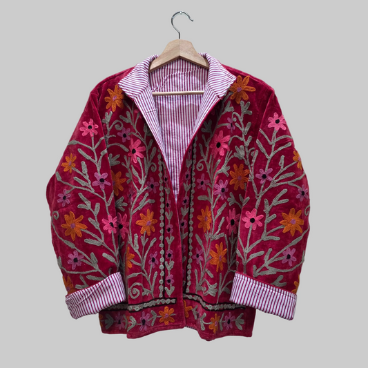 Small Flower Velvet Suzani jacket