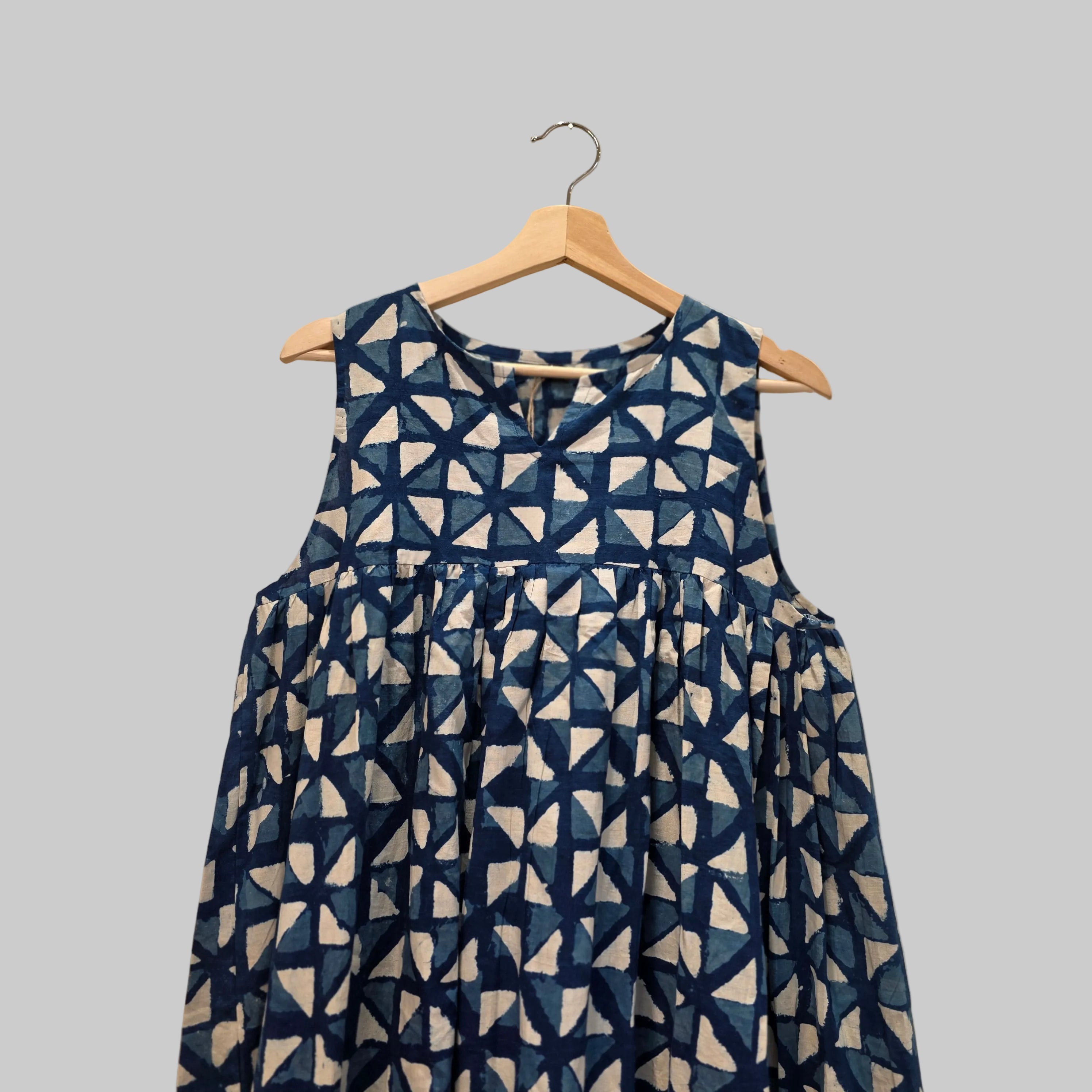 Handblock printed peplum dress