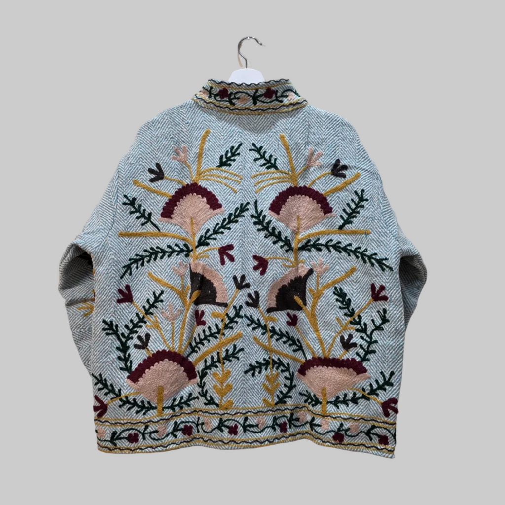Flower thick Jute Suzani jacket