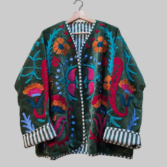Love/Peace Velvet Suzani jacket