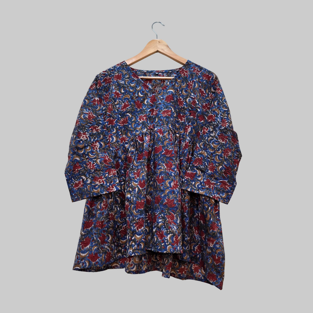 Cotton handblock(Bagru print) peplum top