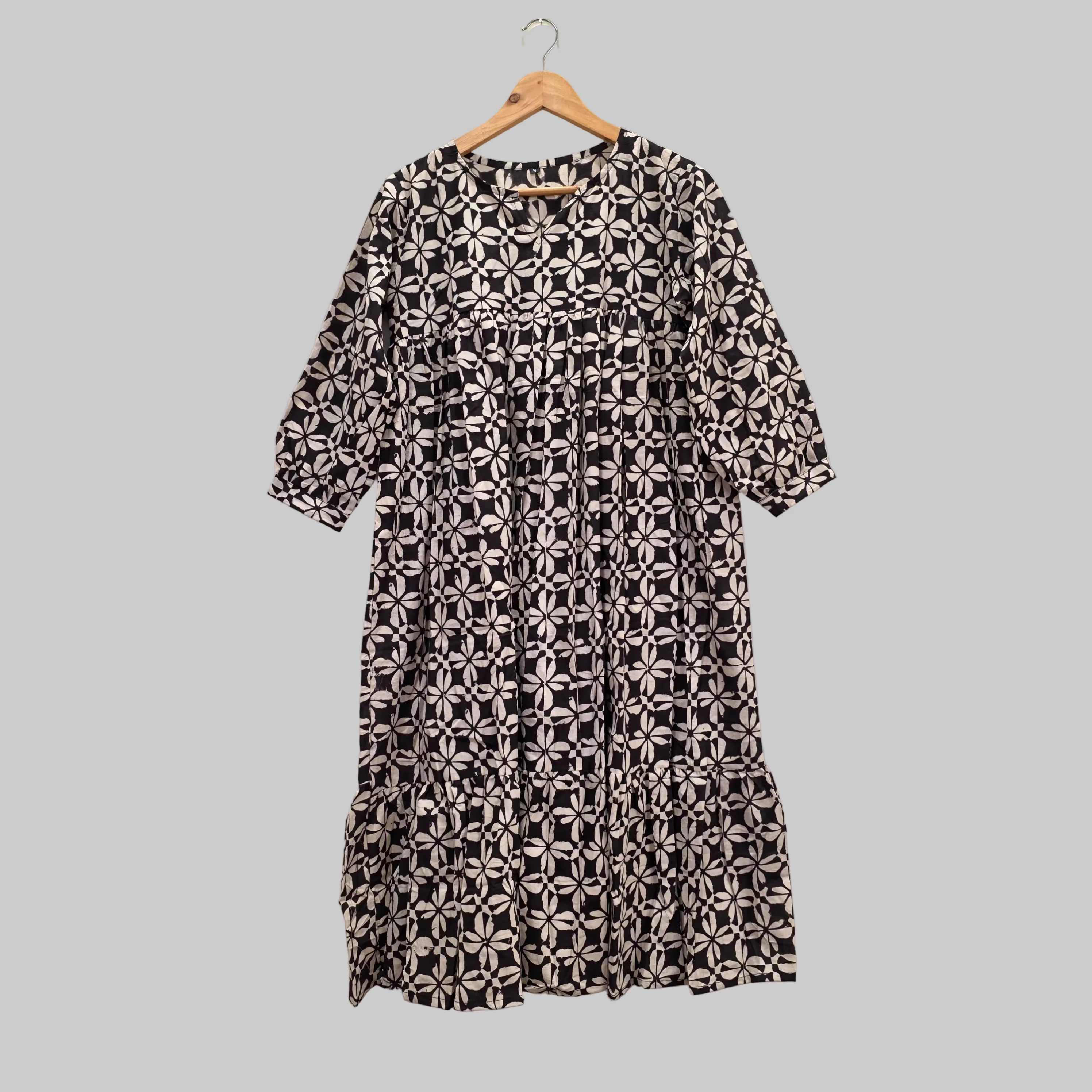 Handblock (Bagru print) Cotton Peplum dress