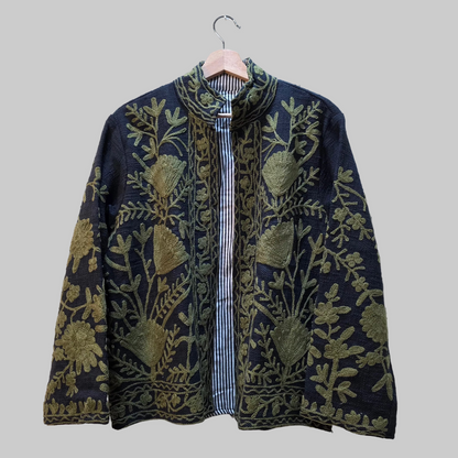 Flower Jute Suzani jacket