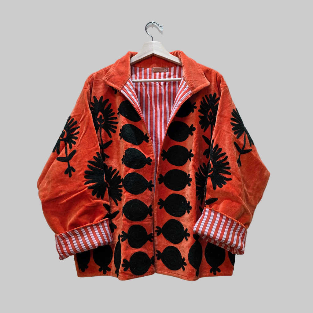 Dancing Birds Velvet Suzani jacket
