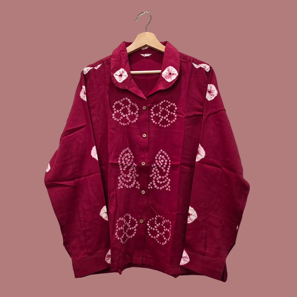 Red Peacock Bandhani Shirt