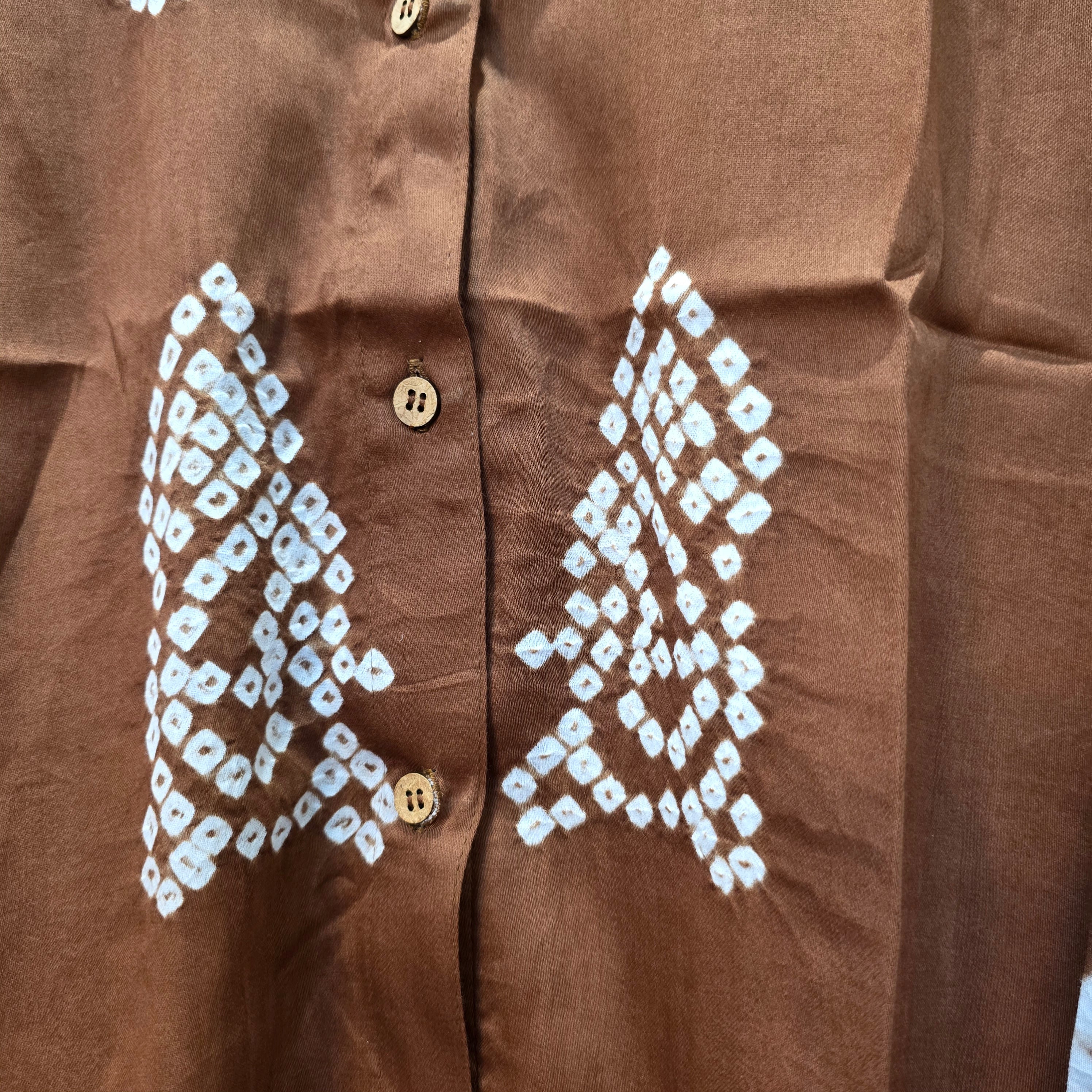 Brown Peacock Bandhani Shirt
