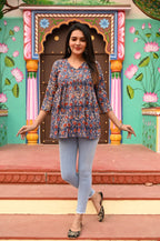 Cotton handblock(Bagru print) peplum top