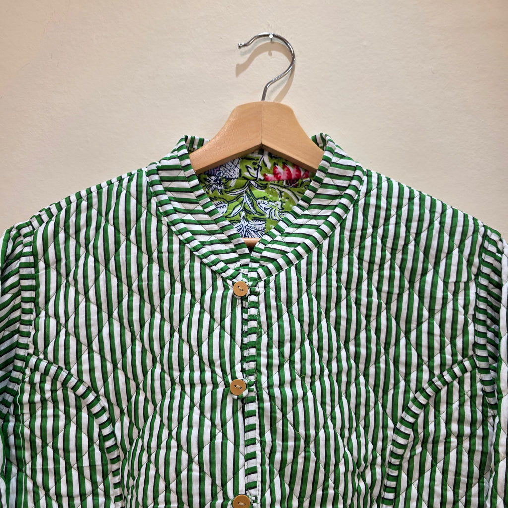 Handblock printed reversible jacket