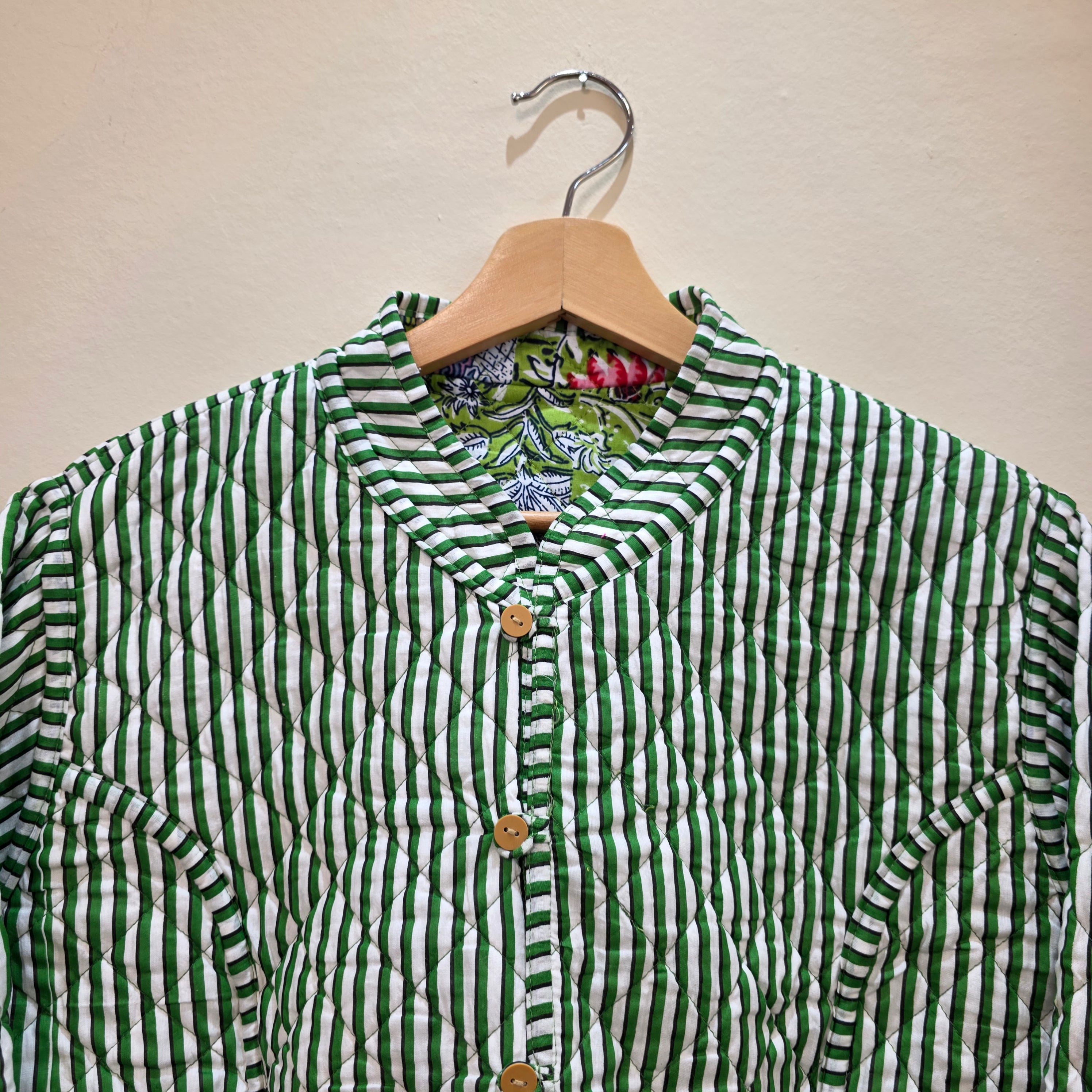 Handblock printed reversible jacket