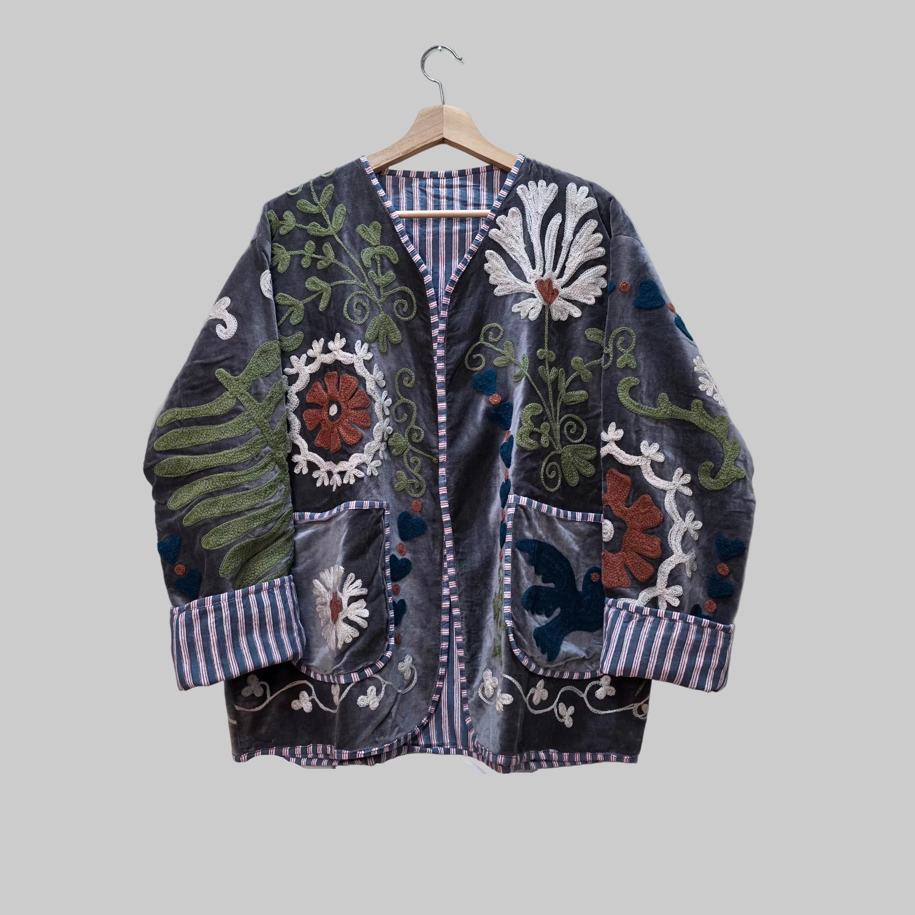 Dove Velvet Suzani jacket