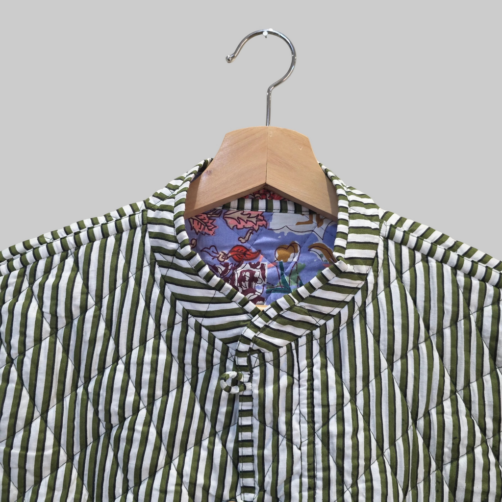 Handblock printed reversible jacket