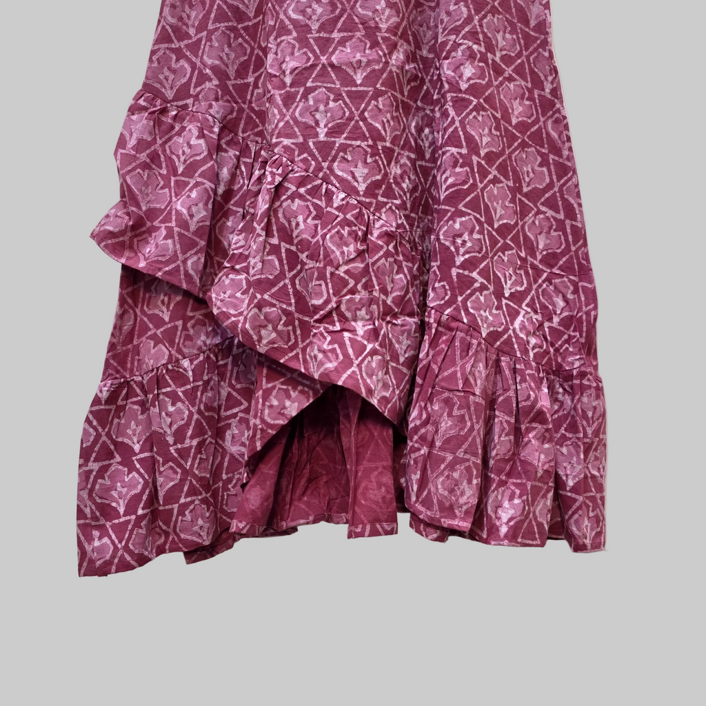 Handblock (Bagru print) Cotton frill dress