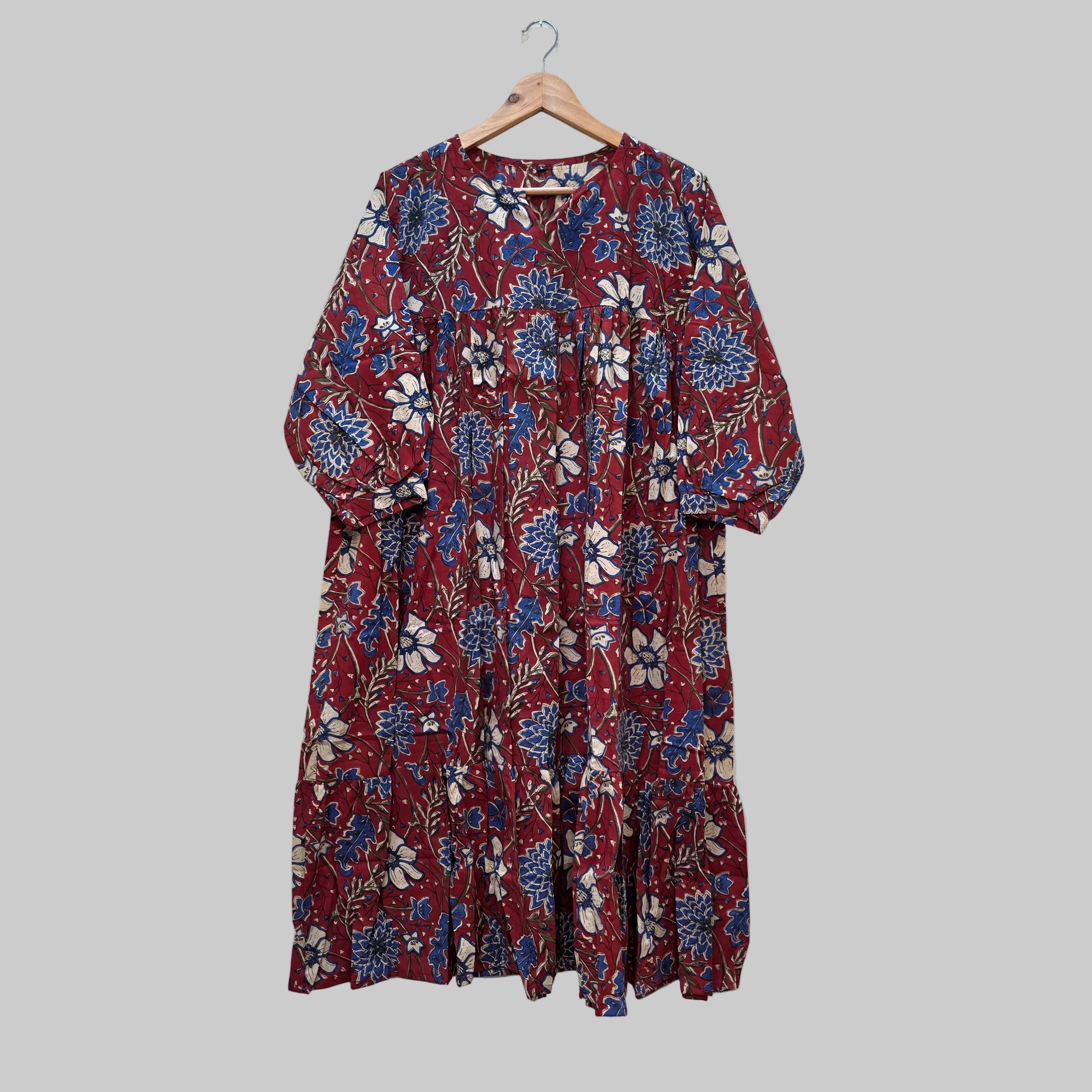 Handblock (Bagru print)Cotton Peplum dress