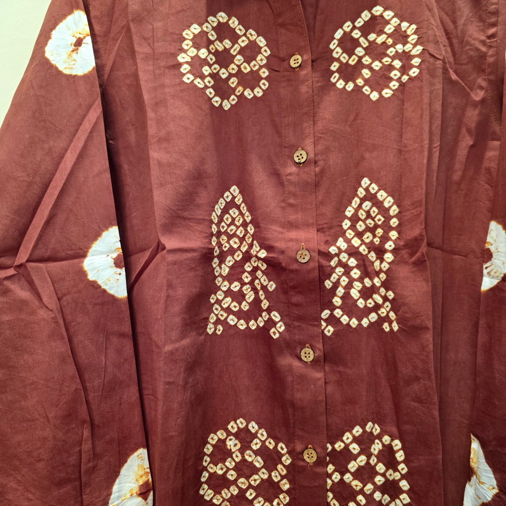 Rust Peacock Bandhani Shirt