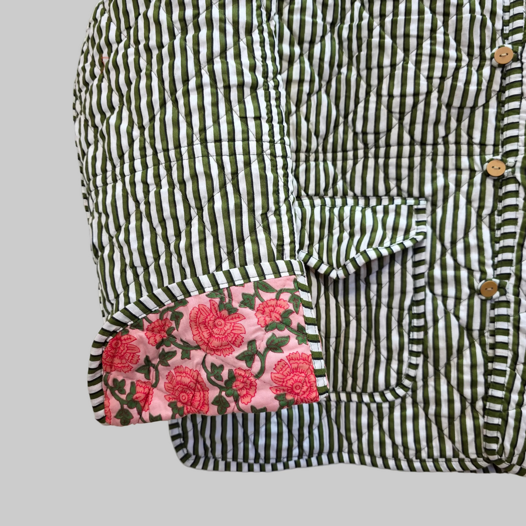 Handblock printed reversible jacket