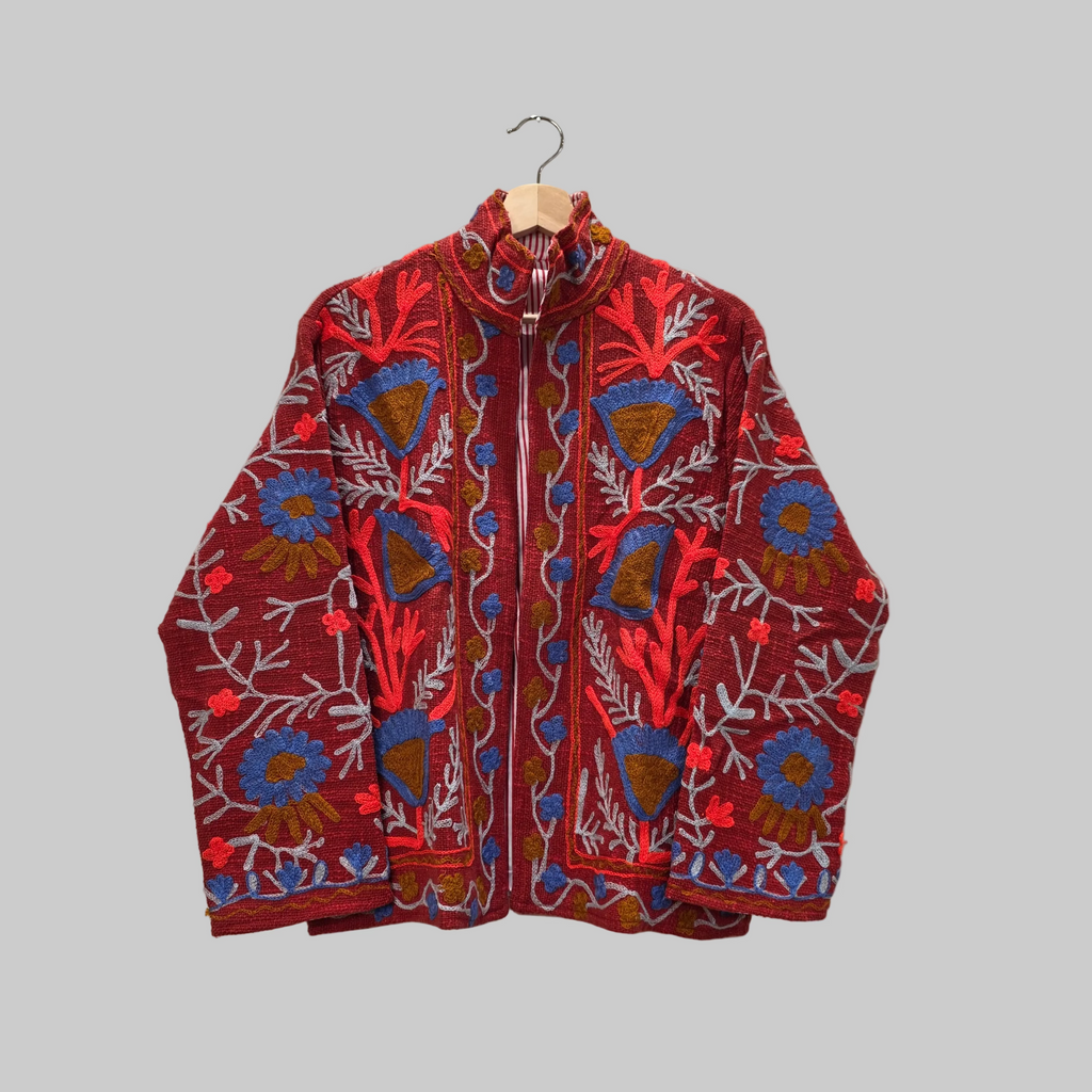Flower Jute Suzani jacket