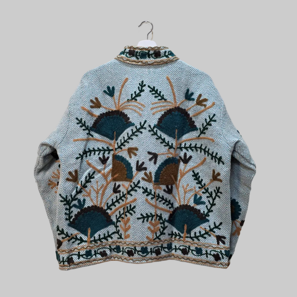 Flower thick Jute Suzani jacket