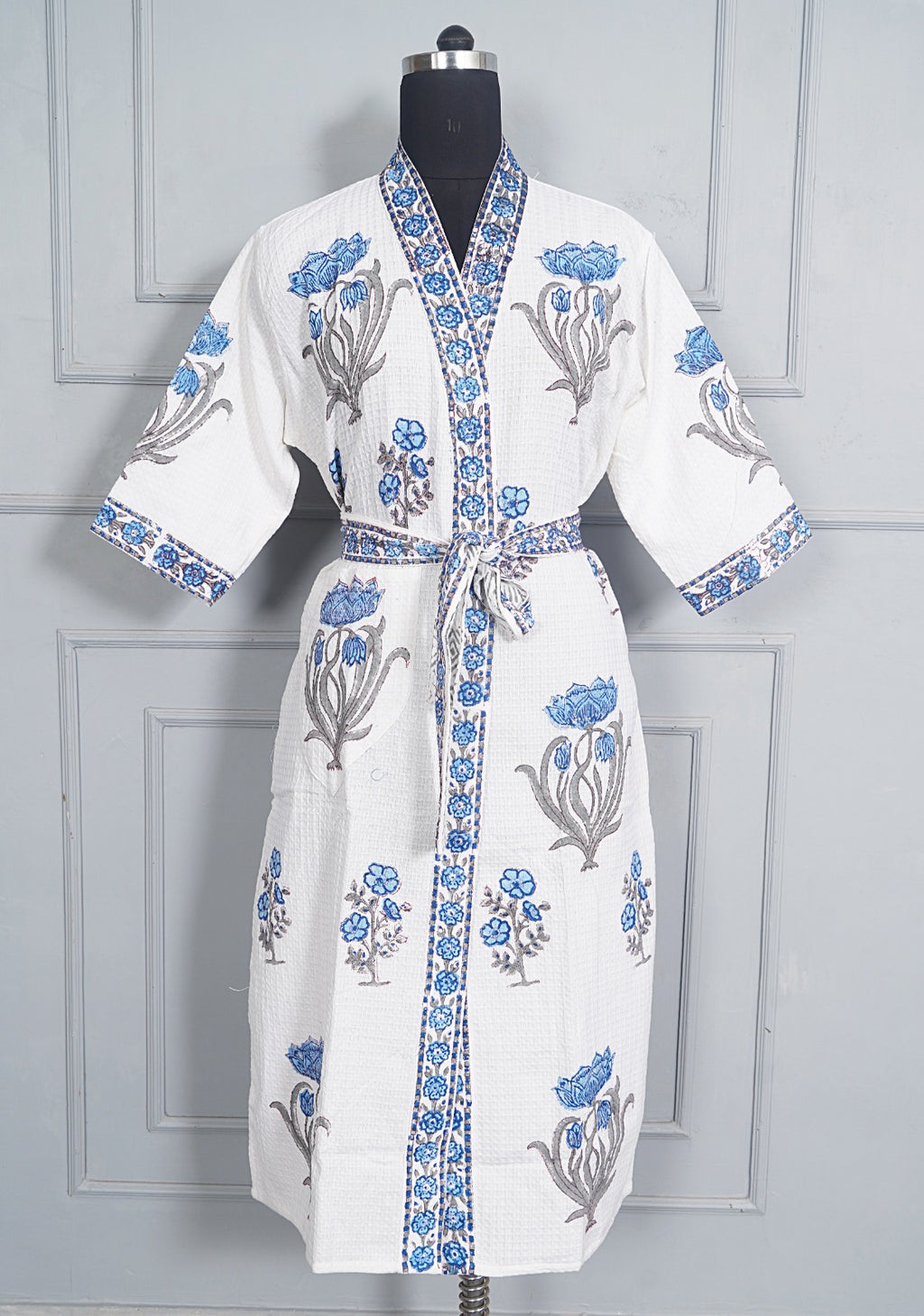Handblock printed Bathrobe