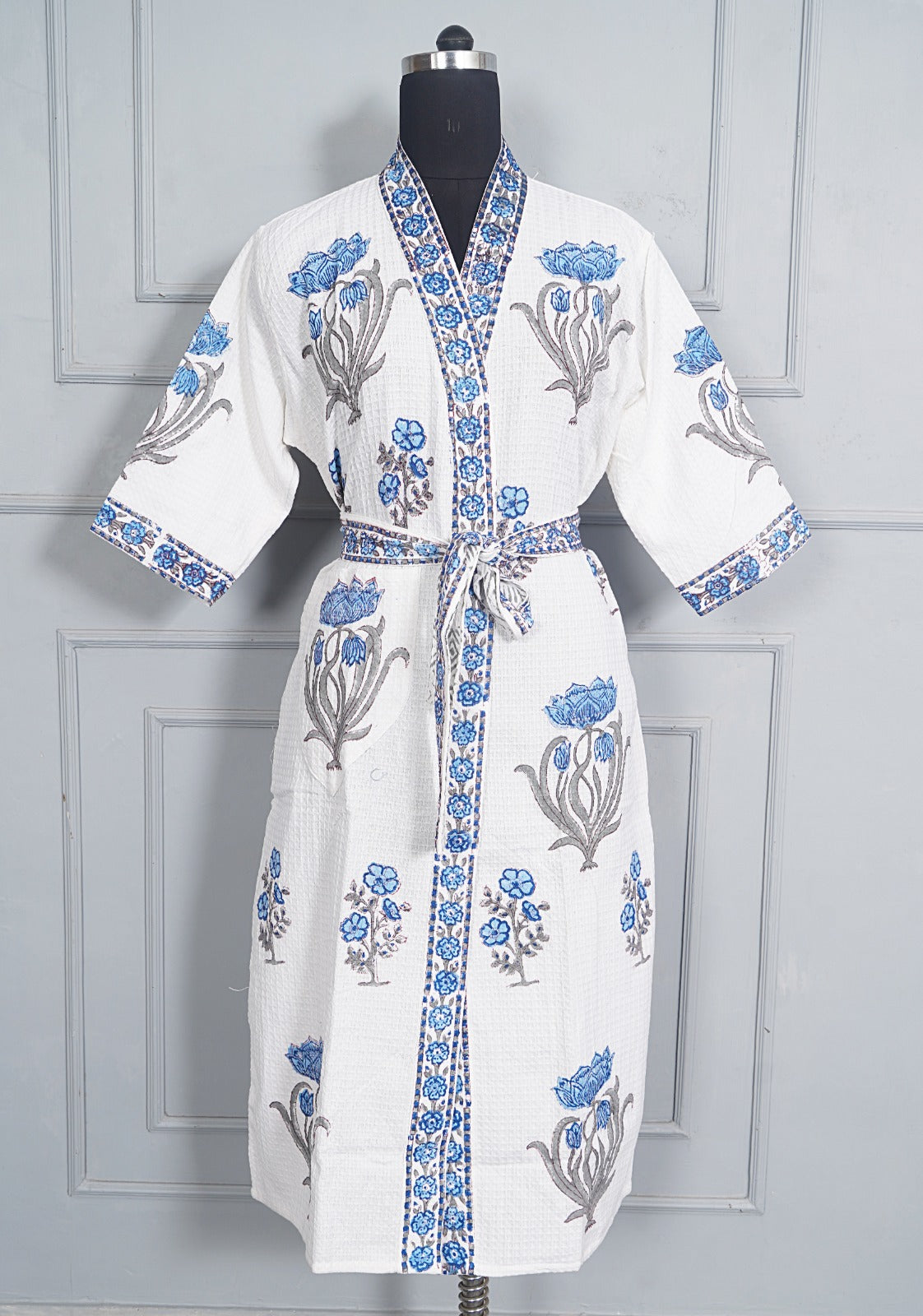 Handblock printed Bathrobe