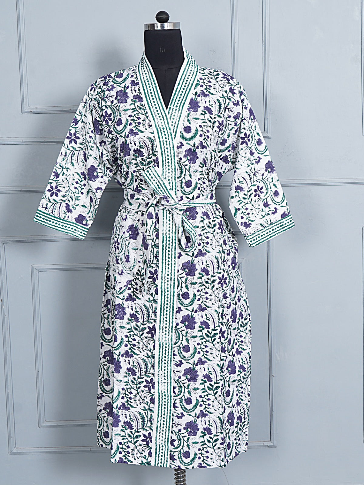 Handblock printed Bathrobe