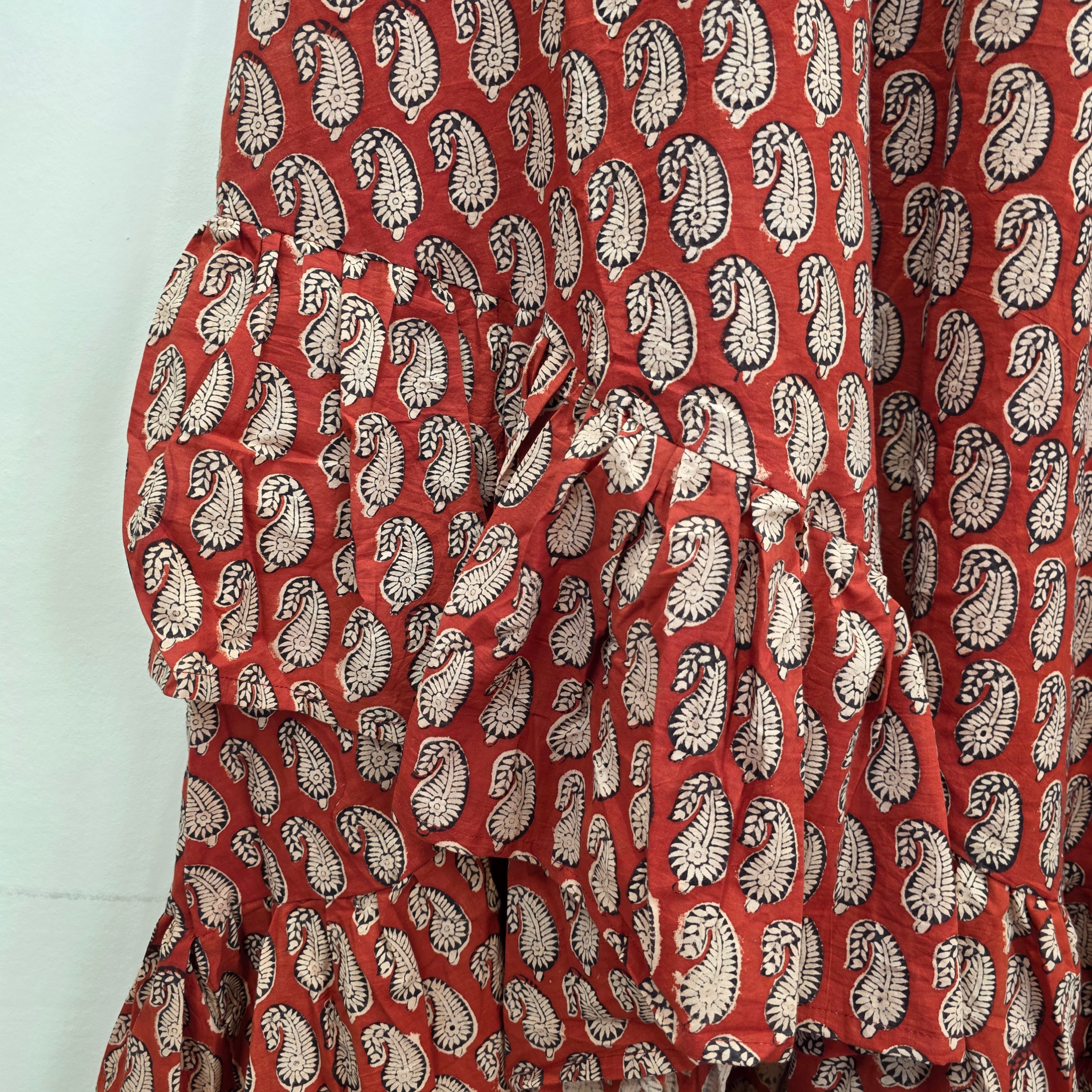 Handblock (Bagru print) Cotton frill dress