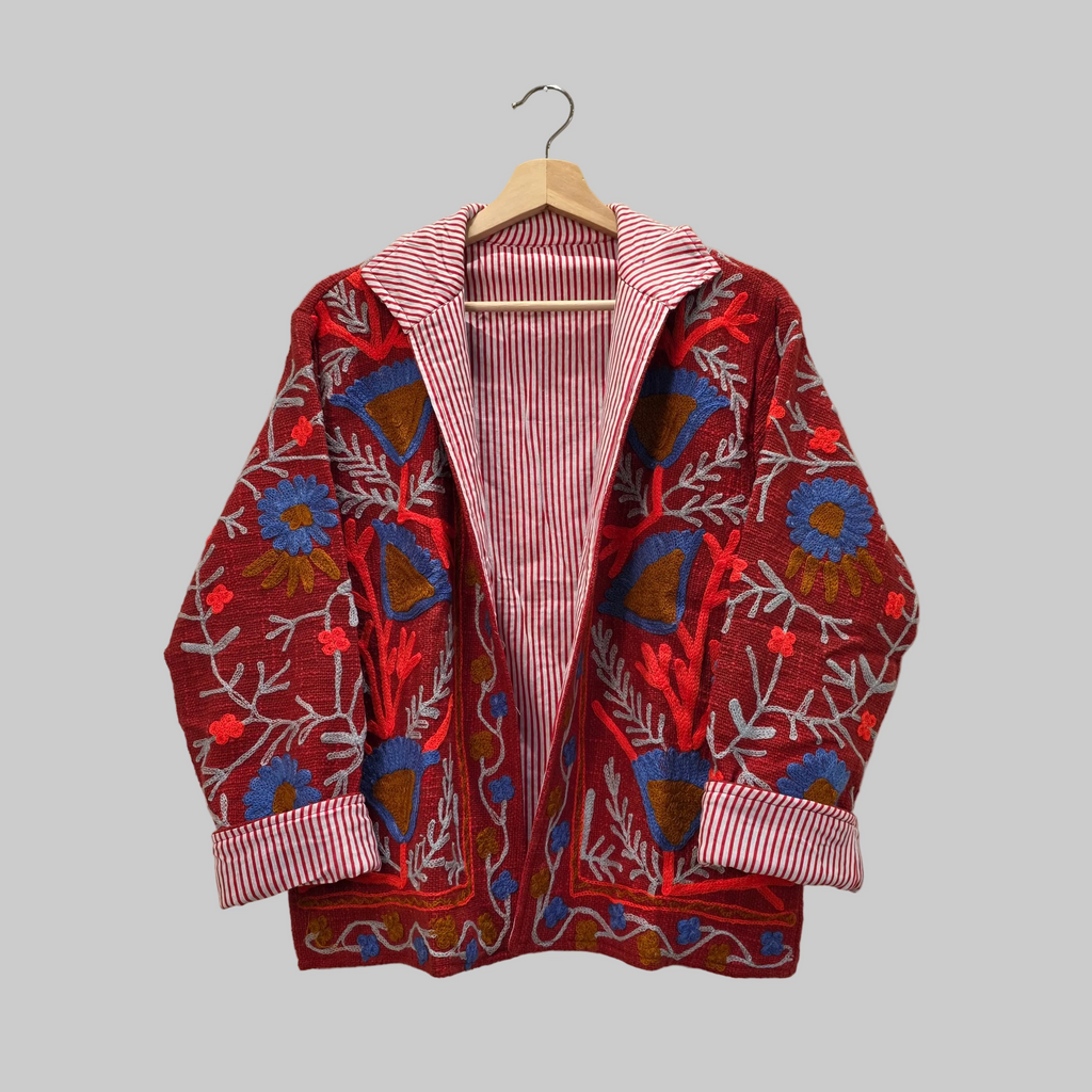 Flower Jute Suzani jacket