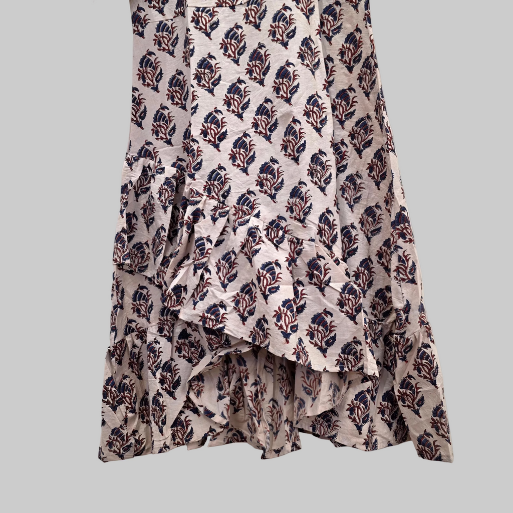 Handblock (Bagru print) Cotton frill dress