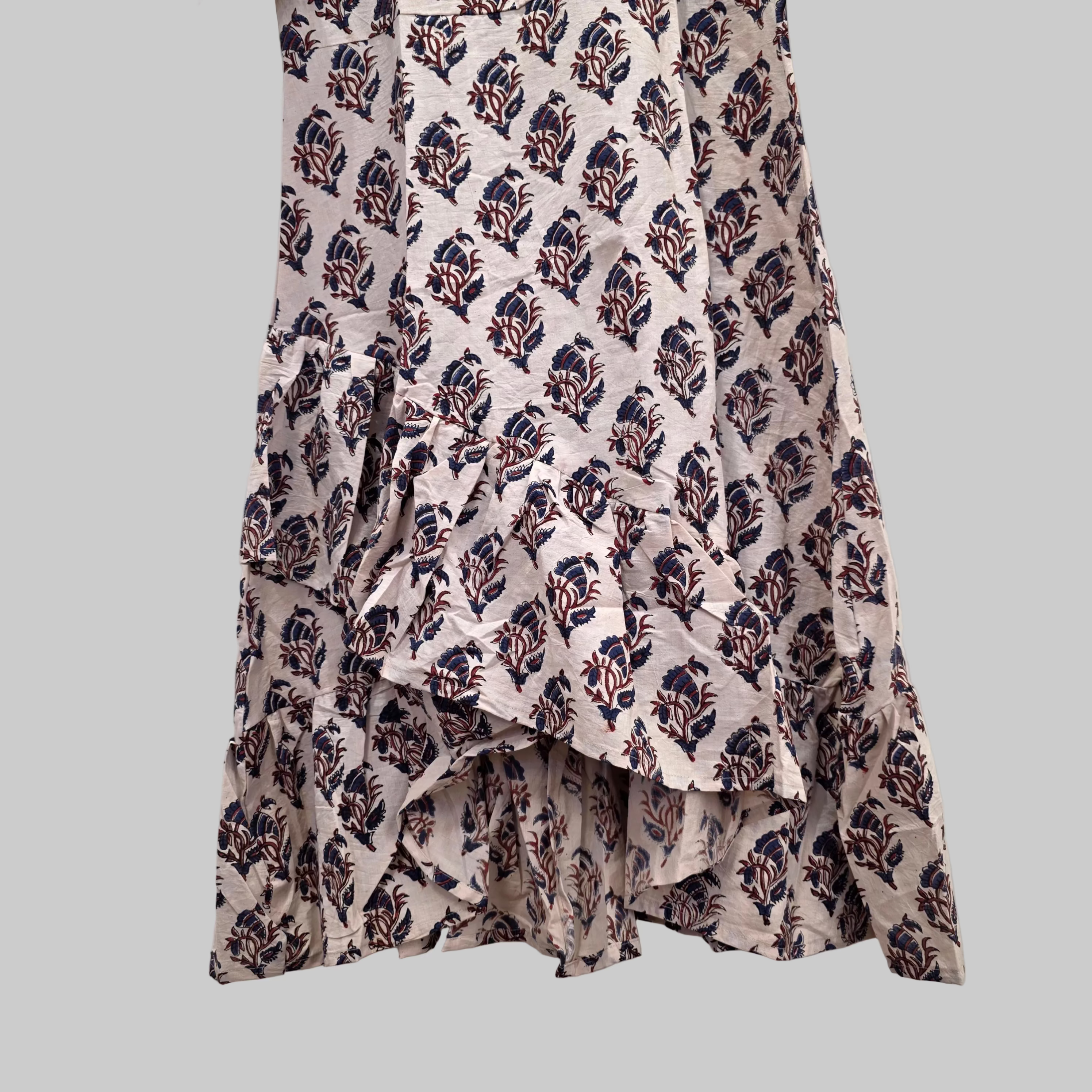 Handblock (Bagru print) Cotton frill dress